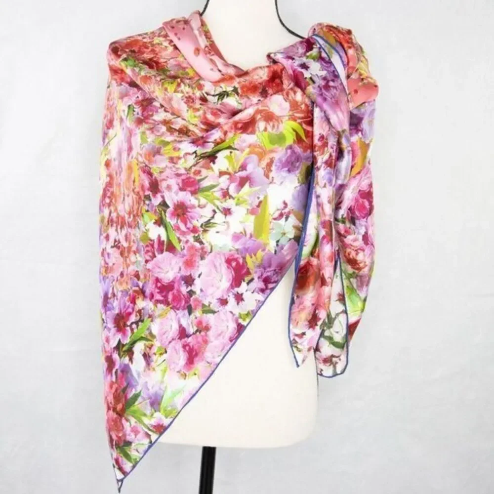 Silk floral print over‎ size scarf